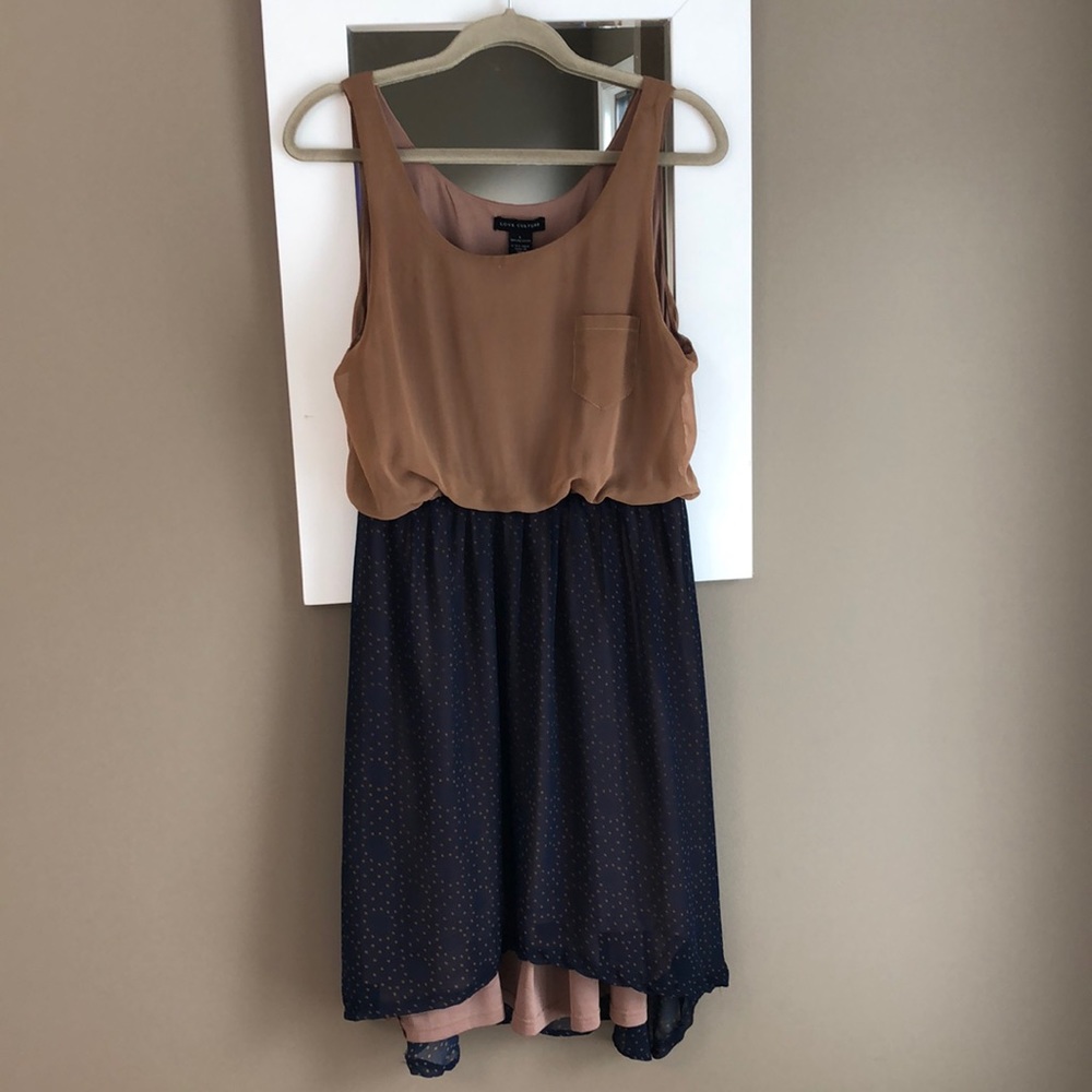 Navy and beige dress